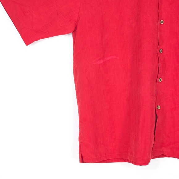 Bamboo Cay‎ Palm Tree Shirt XL Red Embroidered Button Up Island Camp Modal Blend - Picture 12 of 16